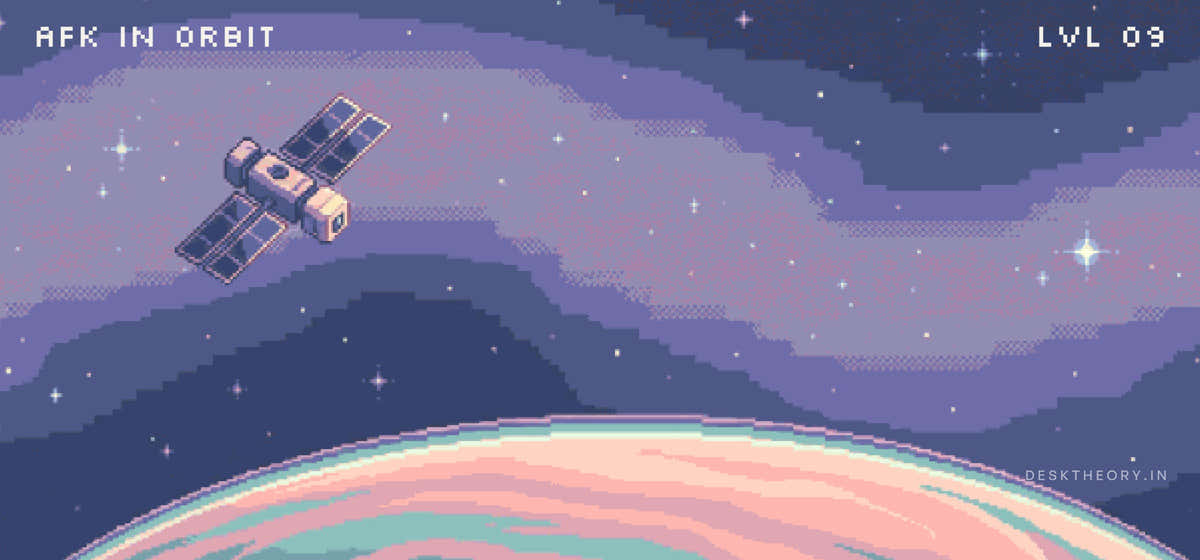 AFK in Orbit full flat-lay artwork