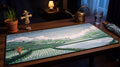Crops: Auto-Watered pixel art desk mat on a desk at night