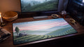 Day 1, 6:00 AM pixel art desk mat on a desk at night