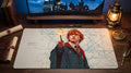 Ember Charm desk mat in a warm wizard-study desk setup