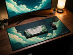 Emerald Cloud desk mat in a premium desk setup