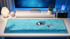 Pool Pals desk mat in a white blue-lit cute desk setup