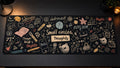 Margin Notes desk mat in a warm journaling desk setup