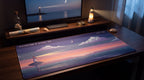 Someone's Still Up pixel art desk mat on a desk at night